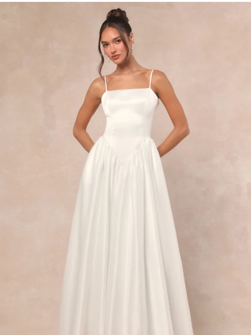 Lulus Bria White Basque Waist Maxi Dress Size Small